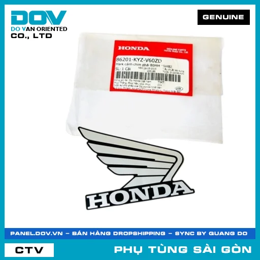 MARK CÁNH CHIM PHẢI 80MM *NHB2 | HONDA PARTS CODE 86201KYZV60ZD — 86201KYZV60ZD