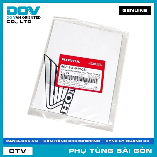 TEM DÁN CÁNH CHIM HONDA PHẢI 75MM *NHA76* | HONDA PARTS CODE 86202K56V60ZB — 86202K56V60ZB