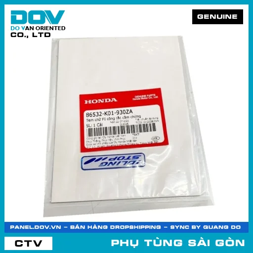 TEM CHỮ FI CÔNG TẮC CẦM CHỪNG | HONDA PARTS CODE 86532K01930ZA — 86532K01930ZA