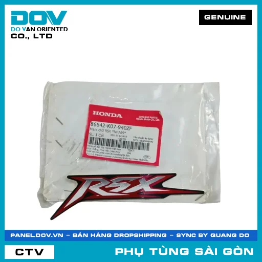 MARK CHỮ RSX *NHA69* | HONDA PARTS CODE 86642K07940ZF — 86642K07940ZF