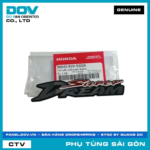 TEM YẾM (CHỮ SUPER DREAM) | HONDA PARTS CODE 86642KVV930ZA — 86642KVV930ZA