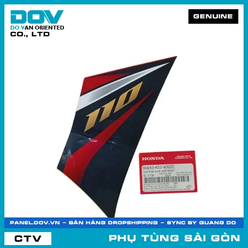 TEM B ỐP TRƯỚC PHẢI*R340* | HONDA PARTS CODE 86643K03V00ZC — 86643K03V00ZC