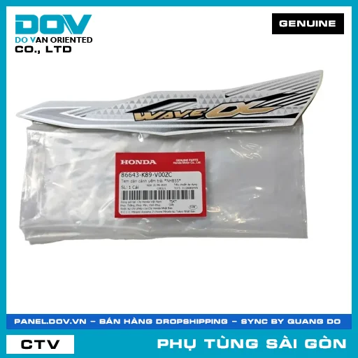 TEM DÁN CÁNH YẾM TRÁI *NHB55* | HONDA PARTS CODE 86643K89V00ZC — 86643K89V00ZC