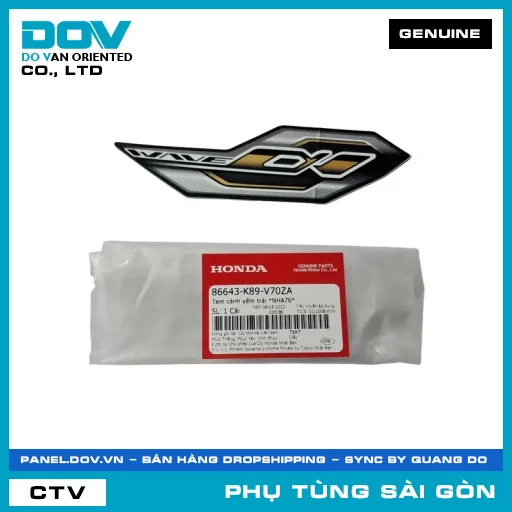 TEM CÁNH YẾM TRÁI *NHA76* | HONDA PARTS CODE 86643K89V70ZA — 86643K89V70ZA