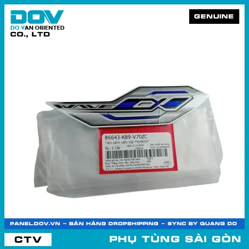 TEM CÁNH YẾM TRÁI *NHB55* | HONDA PARTS CODE 86643K89V70ZC — 86643K89V70ZC
