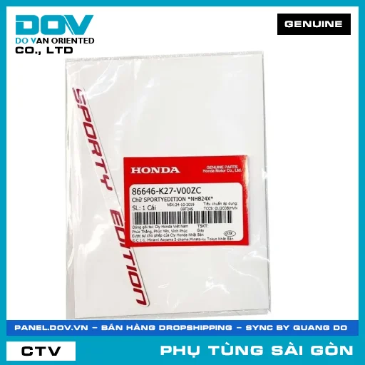 CHỮ SPORTYEDITION *NHB24X* | HONDA PARTS CODE 86646K27V00ZC — 86646K27V00ZC