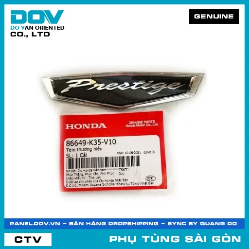 TEM THƯƠNG HIỆU | HONDA PARTS CODE 86649K35V10 — 86649K35V10
