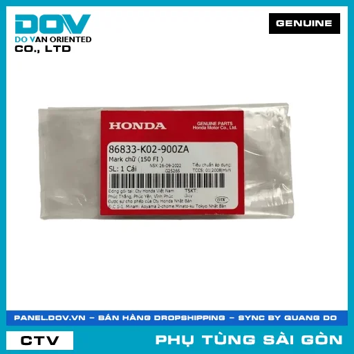 MARK CHỮ (150 FI ) | HONDA PARTS CODE 86833K02900ZA — 86833K02900ZA
