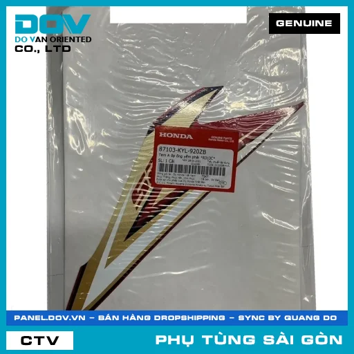 TEM A ỐP ỐNG YẾM PHẢI *R313C* | HONDA PARTS CODE 87103KYL920ZB — 87103KYL920ZB