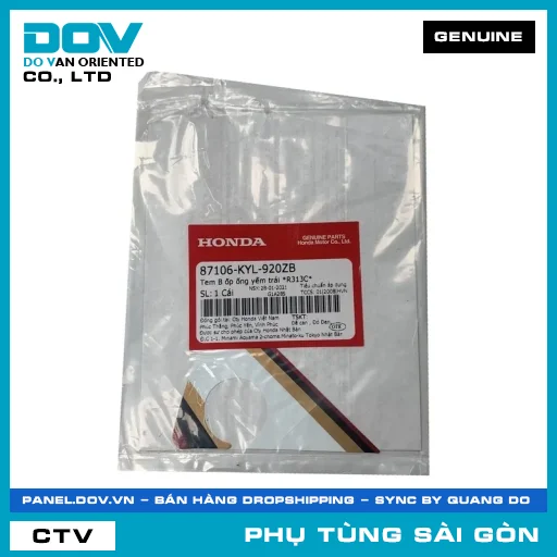 TEM B ỐP ỐNG YẾM TRÁI *R313C* | HONDA PARTS CODE 87106KYL920ZB — 87106KYL920ZB