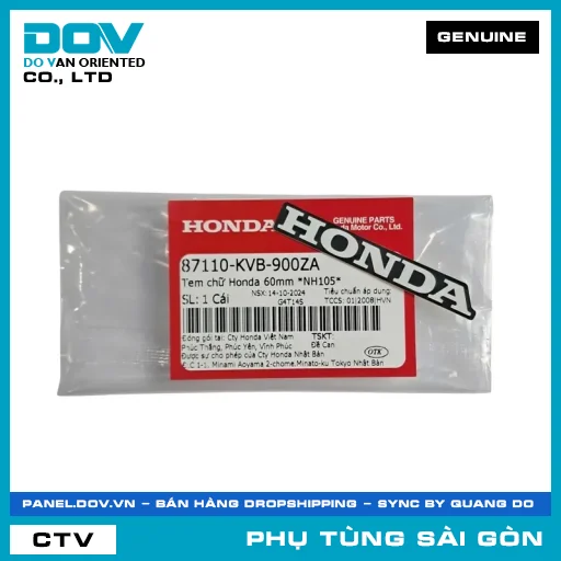 TEM CHỮ HONDA 60MM *NH105* | HONDA PARTS CODE 87110KVB900ZA — 87110KVB900ZA