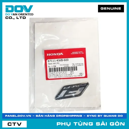 MARK CHỮ (FI) | HONDA PARTS CODE 87111KWB600 — 87111KWB600