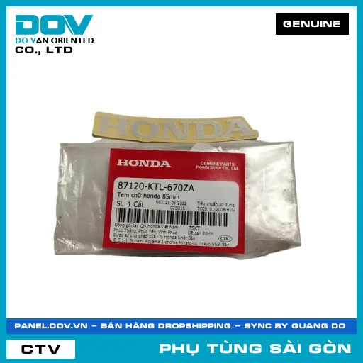 TEM CHỮ HONDA 85MM | HONDA PARTS CODE 87120KTL670ZA — 87120KTL670ZA