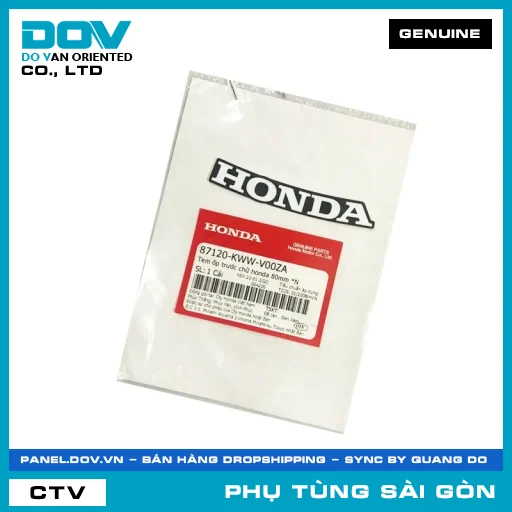 TEM ỐP TRƯỚC CHỮ HONDA 80MM *N | HONDA PARTS CODE 87120KWWV00ZA — 87120KWWV00ZA