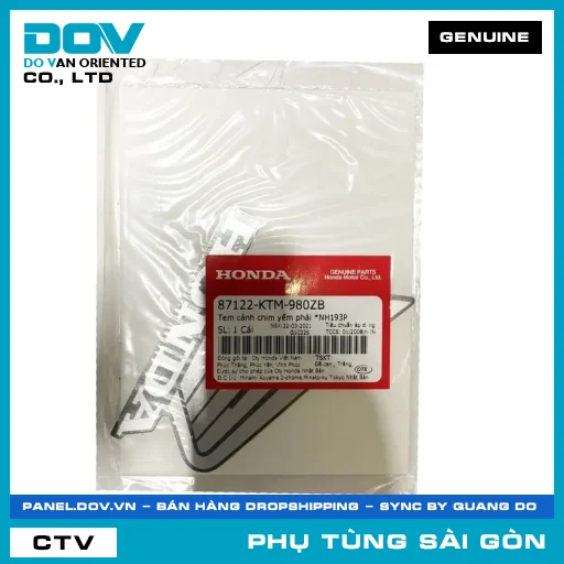 TEM CÁNH CHIM YẾM PHẢI *NH193P | HONDA PARTS CODE 87122KTM980ZB — 87122KTM980ZB