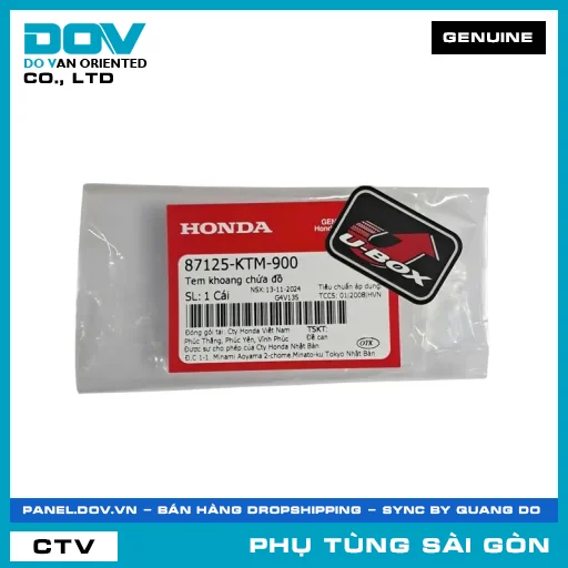 TEM KHOANG CHỨA ĐỒ | HONDA PARTS CODE 87125KTM900 — 87125KTM900