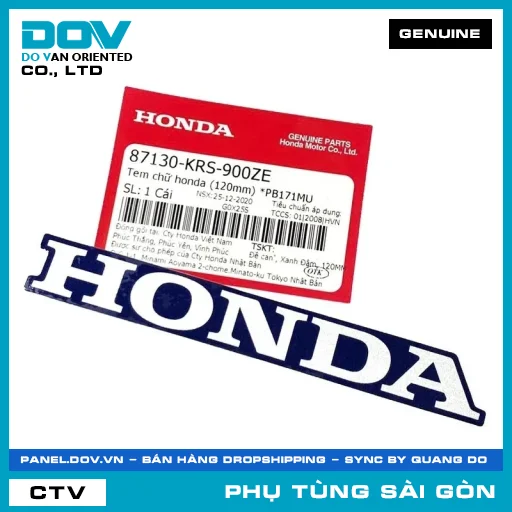 TEM CHỮ HONDA (120MM) *PB171MU | HONDA PARTS CODE 87130KRS900ZE — 87130KRS900ZE