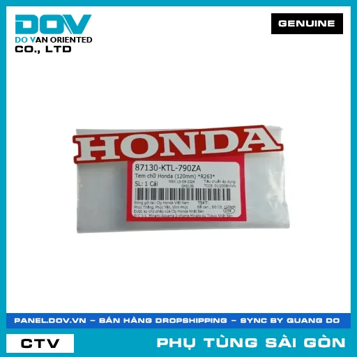 TEM CHỮ HONDA (120MM) *R263* | HONDA PARTS CODE 87130KTL790ZA — 87130KTL790ZA