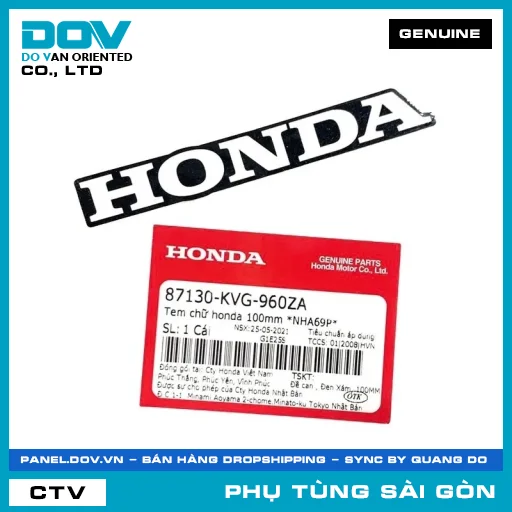 TEM CHỮ HONDA 100MM *NHA69P* | HONDA PARTS CODE 87130KVG960ZA — 87130KVG960ZA