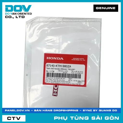 TEM CHỮ HONDA (50MM) *R315P* | HONDA PARTS CODE 87140KTM980ZA — 87140KTM980ZA