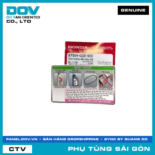 TEM HƯỚNG DẪN THAY THẾ | HONDA PARTS CODE 87504GGE900 — 87504GGE900