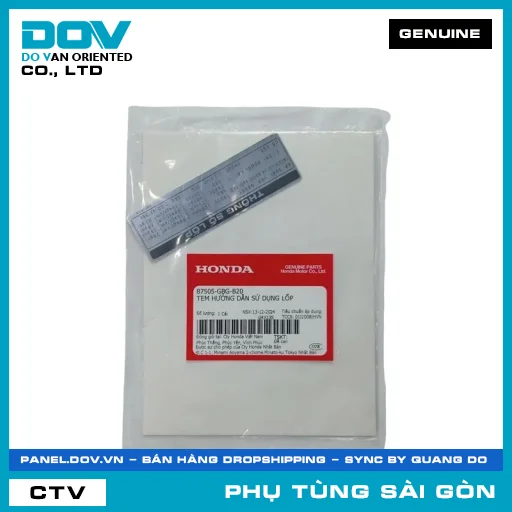 TEM HƯỚNG DẪN SỬ DỤNG LỐP | HONDA PARTS CODE 87505GBGB20 — 87505GBGB20