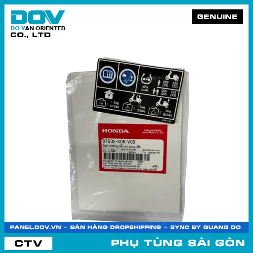 TEM HƯỚNG DẪN SỬ DỤNG LỐP | HONDA PARTS CODE 87505K0RV00 — 87505K0RV00