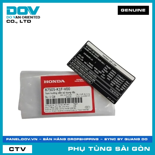 TEM HƯỚNG DẪN SỬ DỤNG LỐP | HONDA PARTS CODE 87505K1FV00 — 87505K1FV00