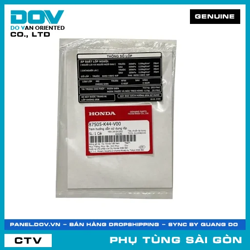 TEM HƯỚNG DẪN SỬ DỤNG LỐP | HONDA PARTS CODE 87505K44V00 — 87505K44V00