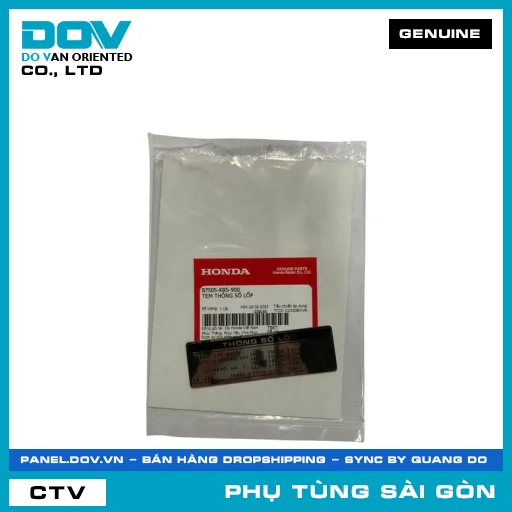 TEM THÔNG SỐ LỐP | HONDA PARTS CODE 87505KRS900 — 87505KRS900