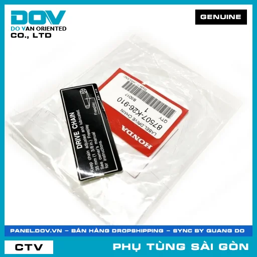 TEM DÁN THÔNG SỐ XÍCH TẢI | HONDA PARTS CODE 87507K26910 — 87507K26910