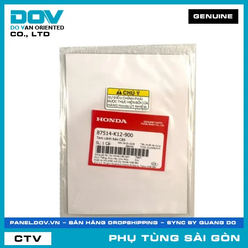 TEM CẢNH BÁO CBS | HONDA PARTS CODE 87514K12900 — 87514K12900
