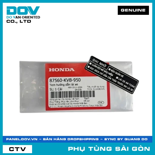 TEM HƯỚNG DẪN LÁI XE | HONDA PARTS CODE 87560KVB950 — 87560KVB950