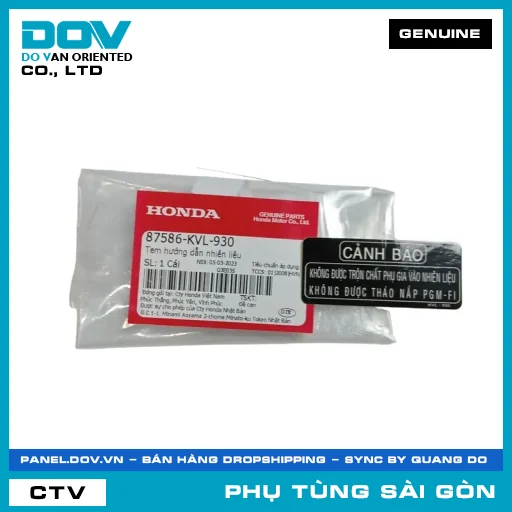 TEM HƯỚNG DẪN NHIÊN LIỆU | HONDA PARTS CODE 87586KVL930 — 87586KVL930
