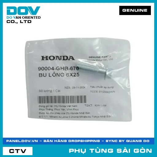 BU LÔNG 6X25 | HONDA PARTS CODE 90004GHB670 — 90004GHB670