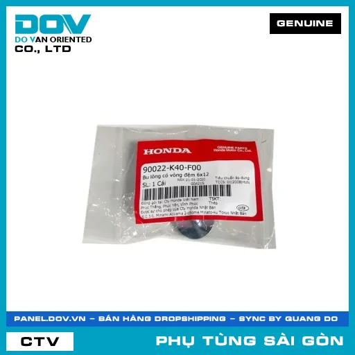 BU LÔNG CÓ LONG ĐỀN 6X12 | HONDA PARTS CODE 90022K40F00 — 90022K40F00