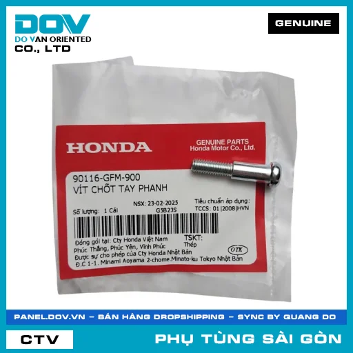 VÍT CHỐT TAY PHANH | HONDA PARTS CODE 90116GFM900 — 90116GFM900