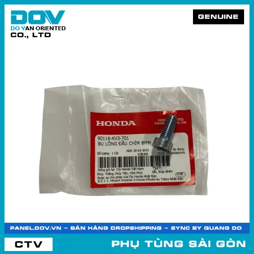 BU LÔNG ĐẦU CHÌM 8MM | HONDA PARTS CODE 90116KV3701 — 90116KV3701
