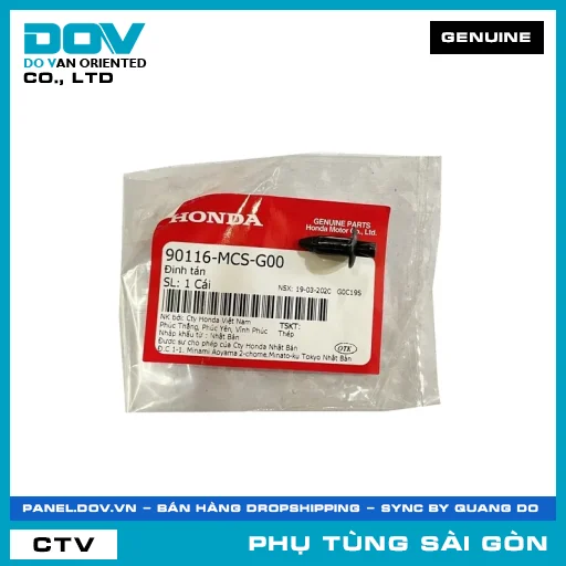 ĐINH TÁN | HONDA PARTS CODE 90116MCSG00 — 90116MCSG00