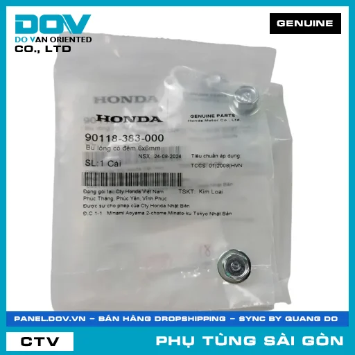 BU LÔNG CÓ ĐỆM 6X6MM | HONDA PARTS CODE 90118383000 — 90118383000
