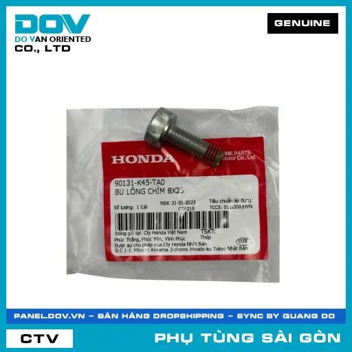 BU LÔNG CHÌM 8X25 | HONDA PARTS CODE 90131K45TA0 — 90131K45TA0