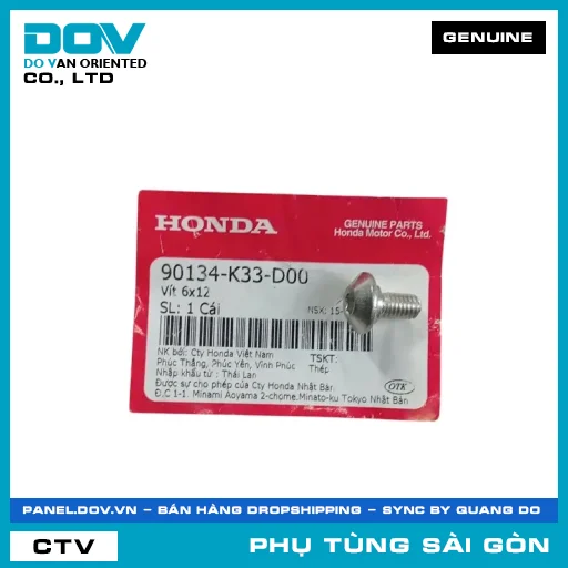 VÍT 6X12 | HONDA PARTS CODE 90134K33D00 — 90134K33D00