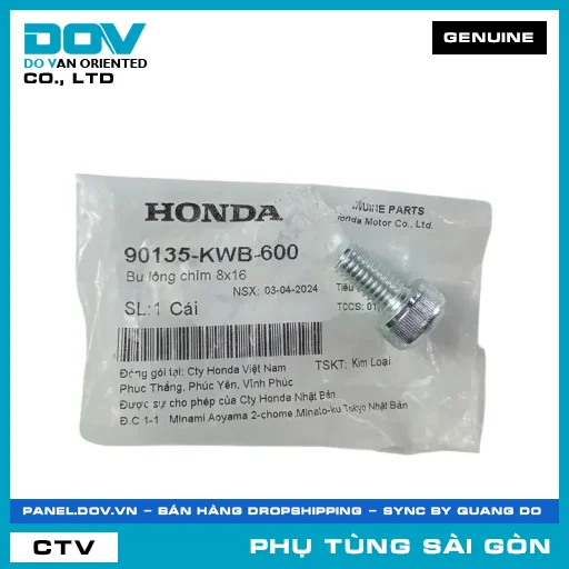BU LÔNG CHÌM 8X16 | HONDA PARTS CODE 90135KWB600 — 90135KWB600