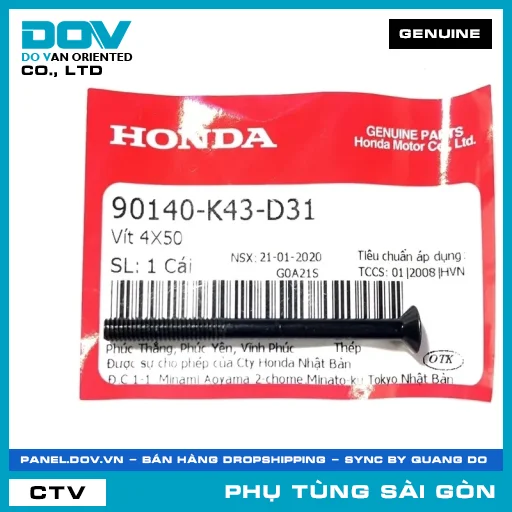 VÍT 4X50 | HONDA PARTS CODE 90140K43D31 — 90140K43D31