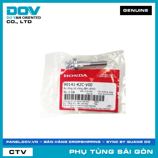 BU LÔNG CÓ LONG ĐỀN 6X43 | HONDA PARTS CODE 90141K2CV00 — 90141K2CV00
