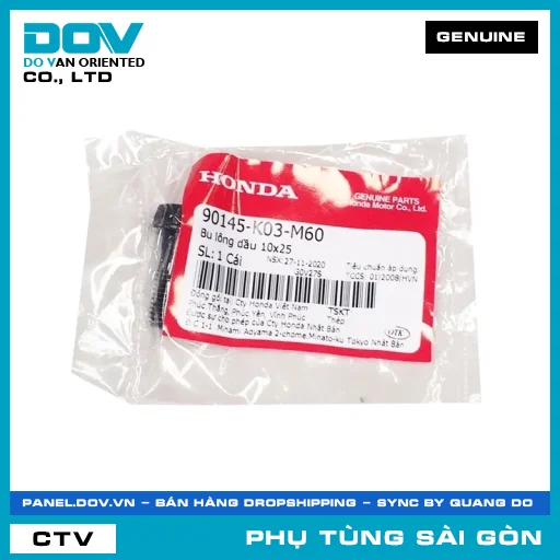 BU LÔNG NHỚT 10X25 | HONDA PARTS CODE 90145K03M60 — 90145K03M60