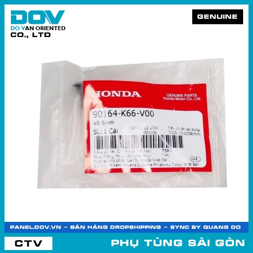 VÍT 6MM | HONDA PARTS CODE 90164K66V00 — 90164K66V00