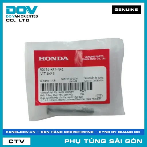 VÍT 6X45 | HONDA PARTS CODE 90191K47N41 — 90191K47N41