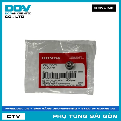 ĐAI ỐC 6MM | HONDA PARTS CODE 90202ZV0000 — 90202ZV0000