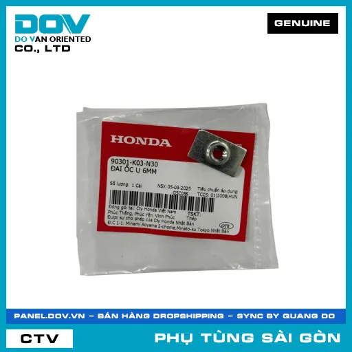 ĐAI ỐC U 6MM | HONDA PARTS CODE 90301K03N30 — 90301K03N30
